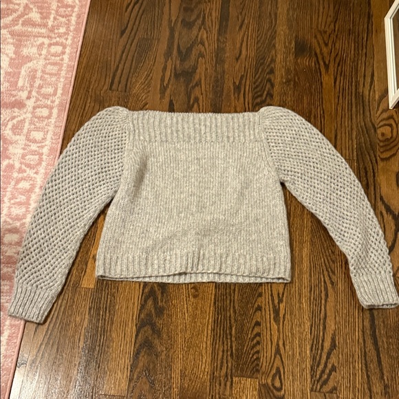 LoveShackFancy Sweaters - LoveShackFancy Off-Shoulder Sweater - Light Gray